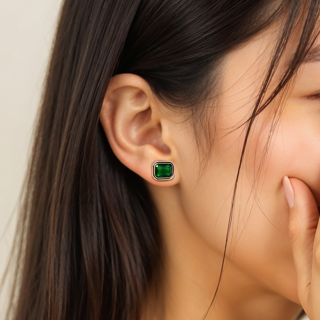 Inez Emerald Gemstone Drop Earrings