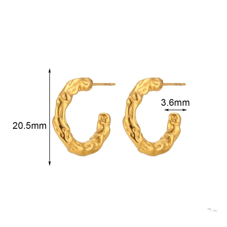 Althea Textured Gold Hoop Earrings for Women - Amalfa