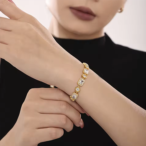 Arden Gold Zircon Chain Bracelet For Women