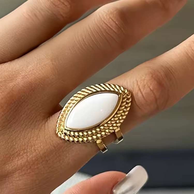 Ora White Stone Statement Ring for Women