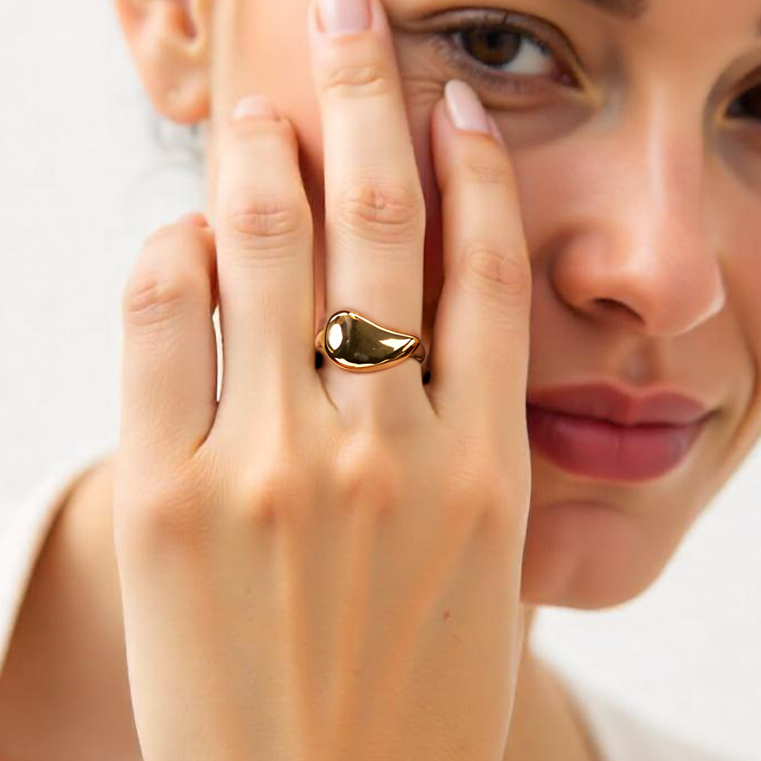 Elara’s Wavy Gold Cuff Ring for Women