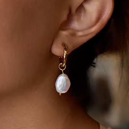 Talia Gold Pearl Drop Earrings for Women
