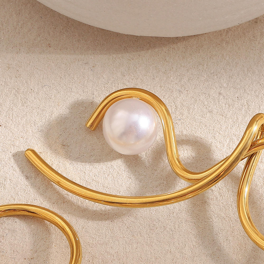 Elysia 18K Gold-Plated Pearl Swirl Earrings