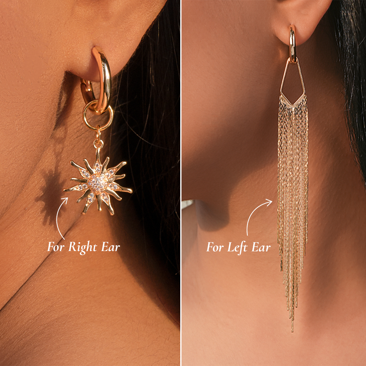 Gold Hoop Charm Earrings Set