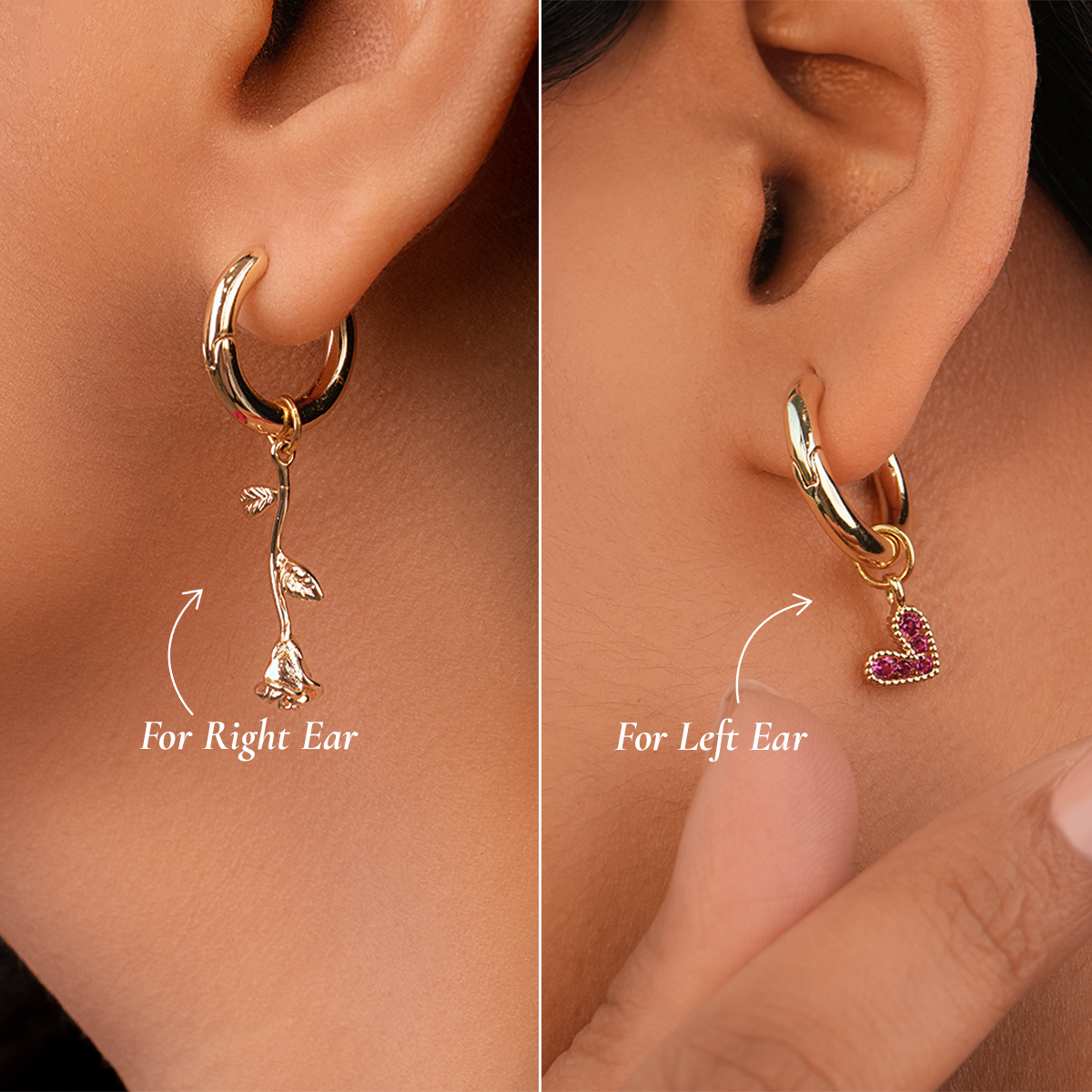 Gold Hoop Charm Earrings Set