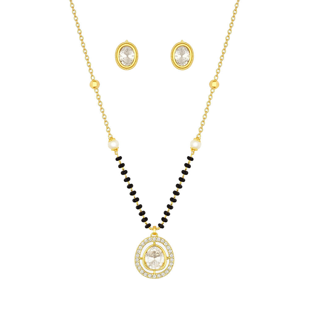 Aarvi Gold Plated Mangalsutra Set with Earring