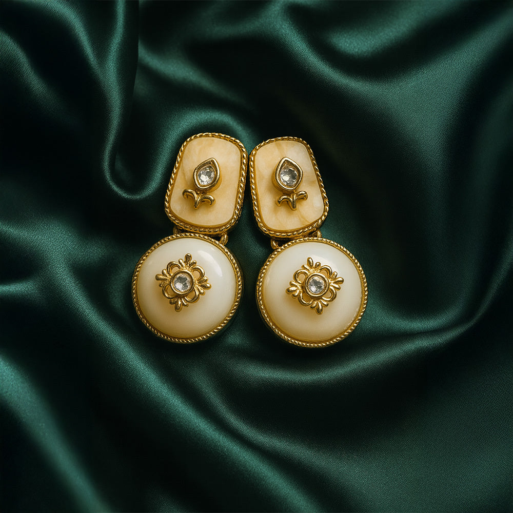 Myra Traditional Gold Kundan Earrings for Women