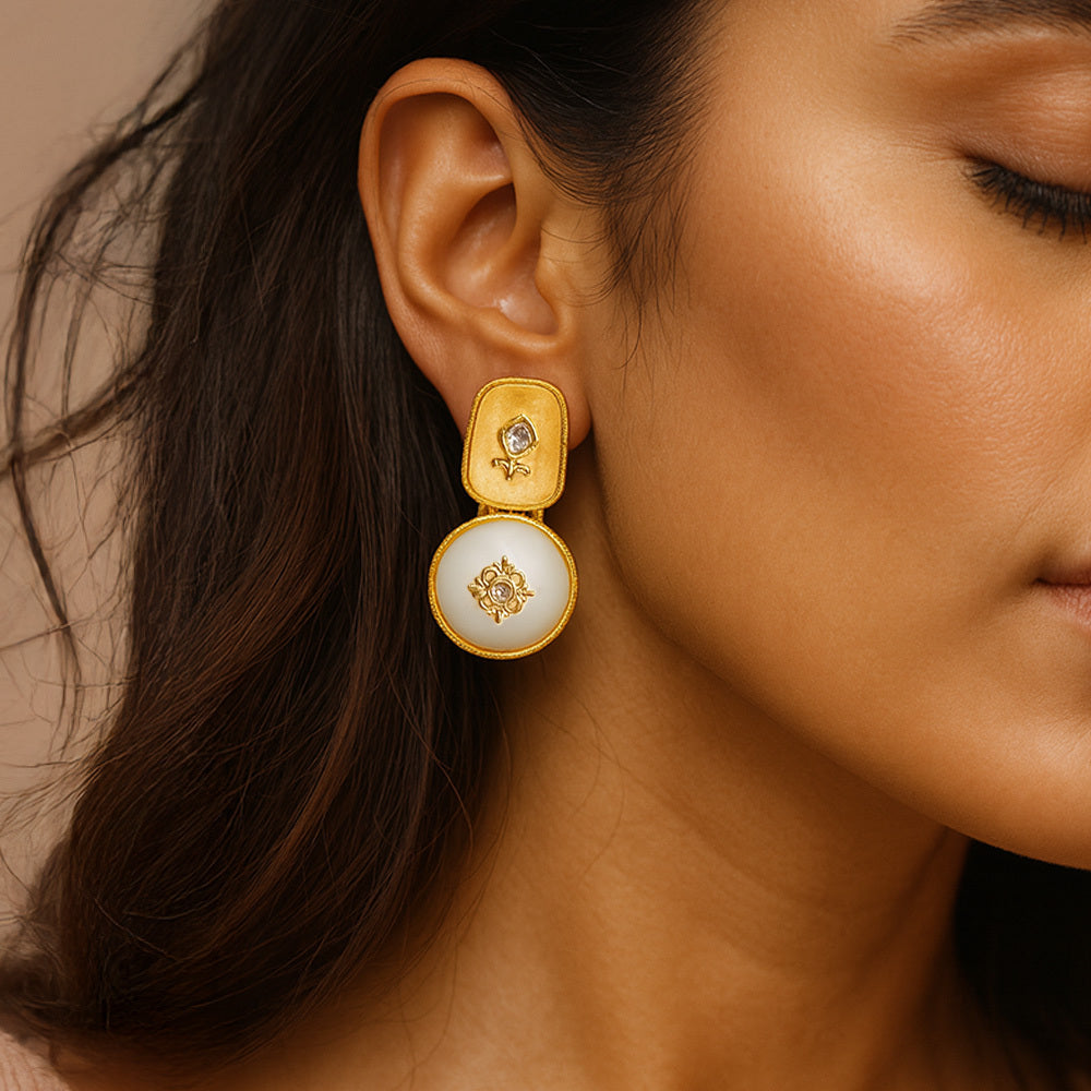 Myra Traditional Gold Kundan Earrings for Women