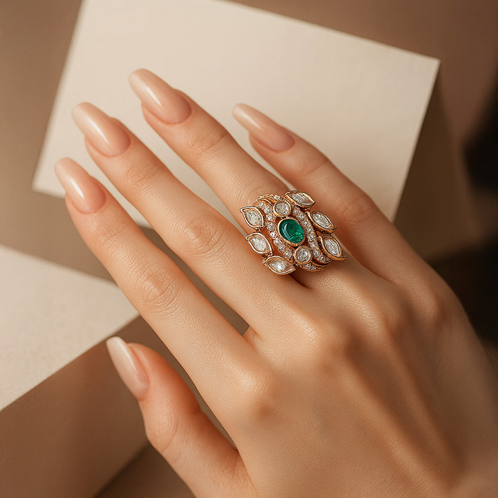 Anvi Traditional Kundan Statement Ring for Women