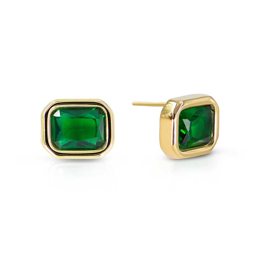 Inez Emerald Gemstone Drop Earrings