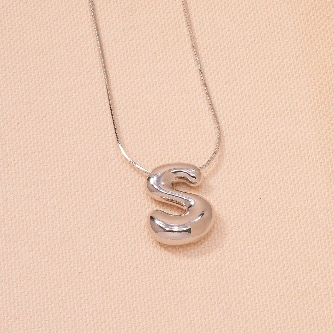 initial necklace silver S