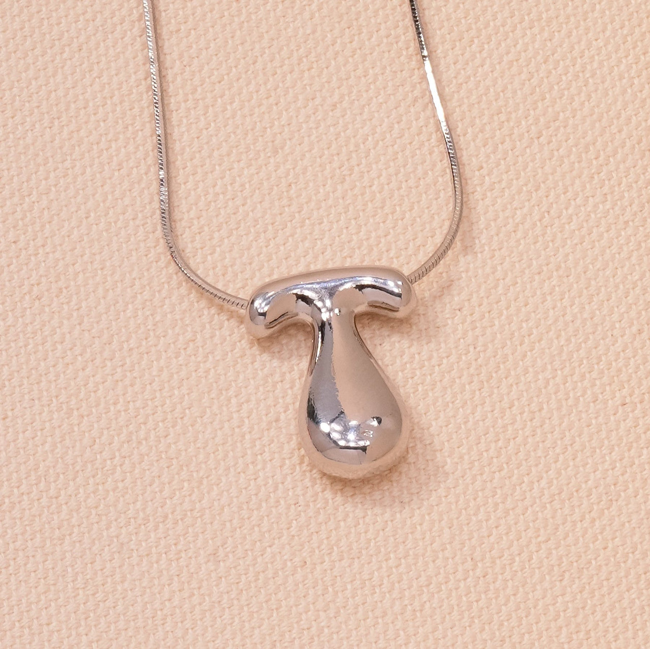 initial necklace silver T