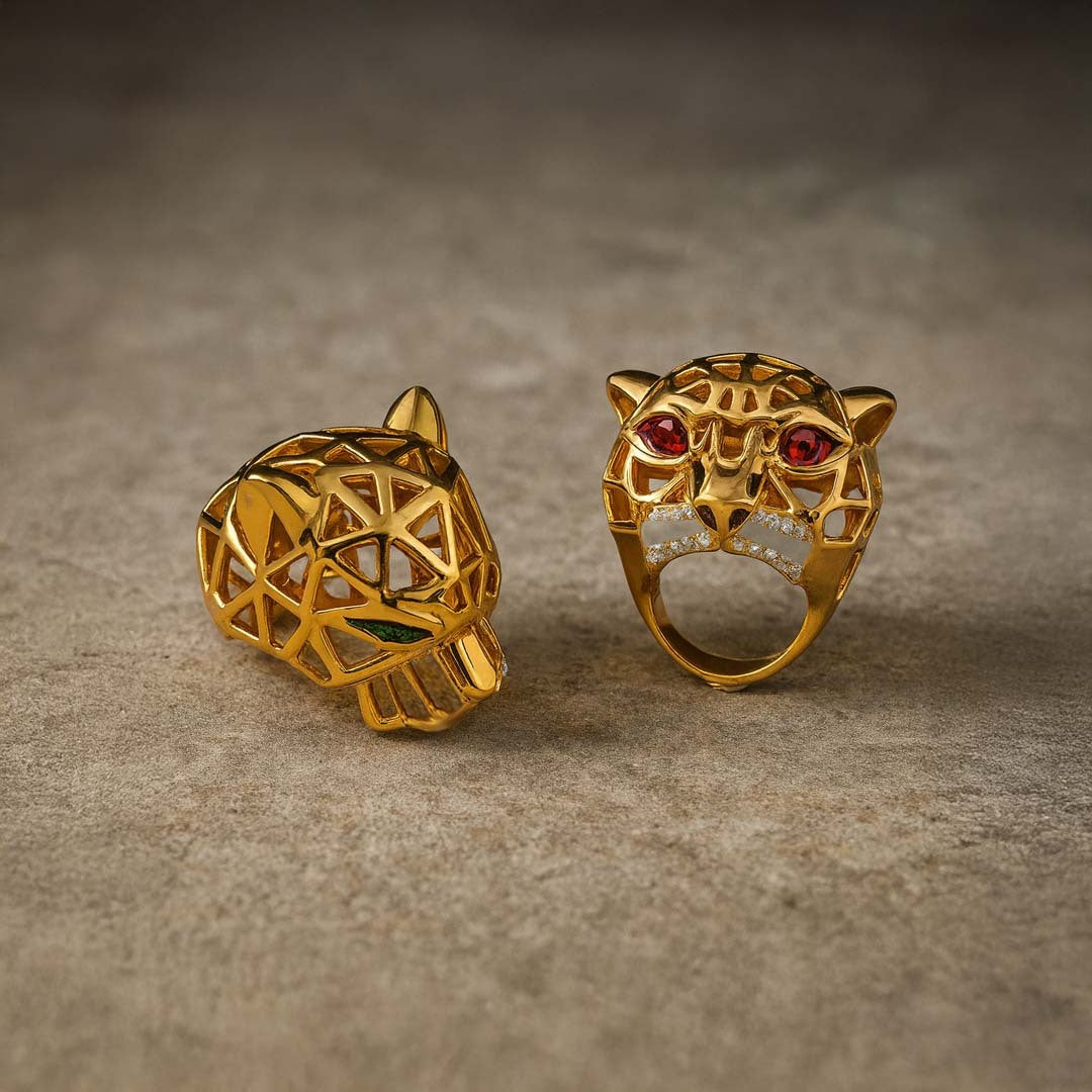 Koi Royal Bold Gold Panther Ring for Women - Amalfa