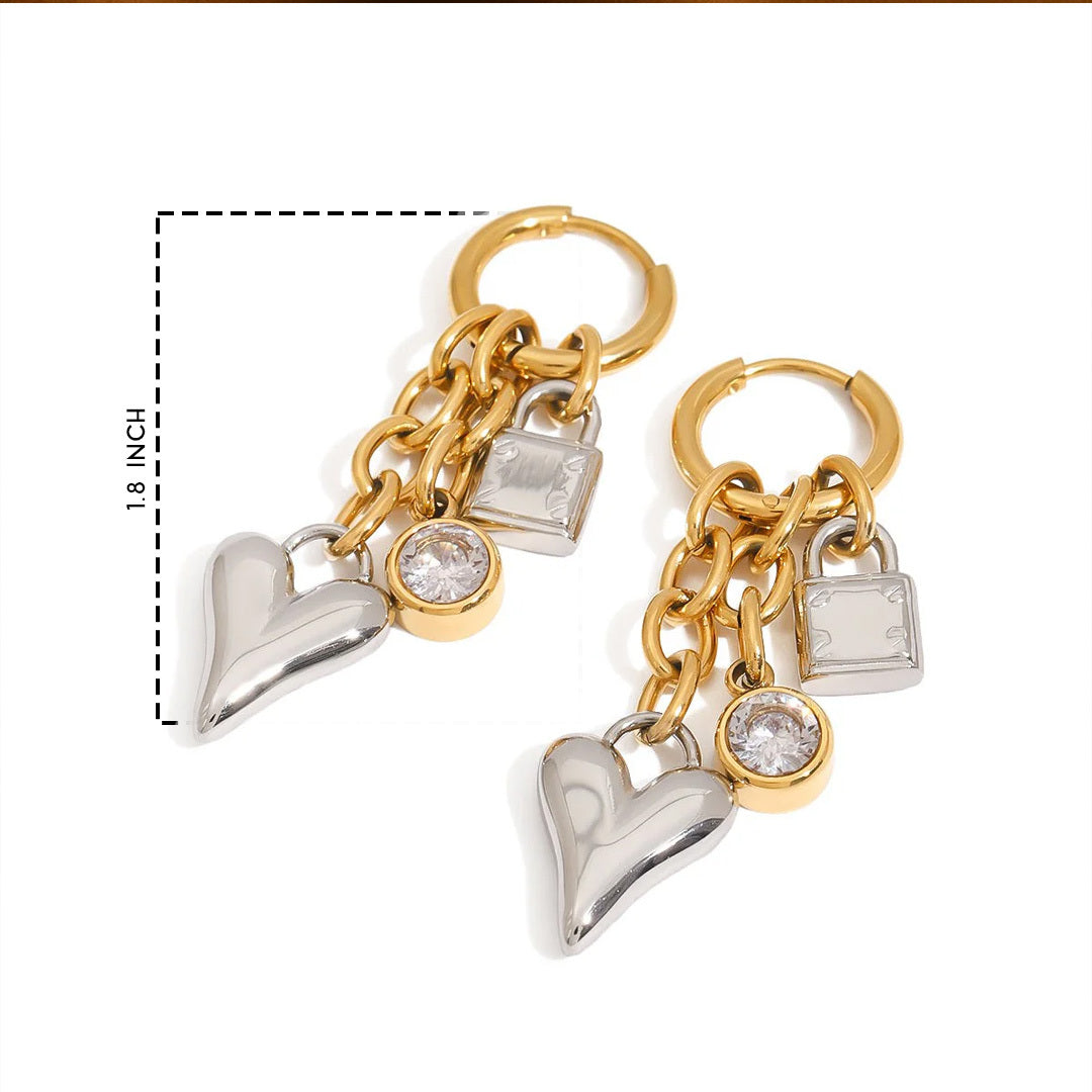 Lock & Heart Mixed Charm Danglers