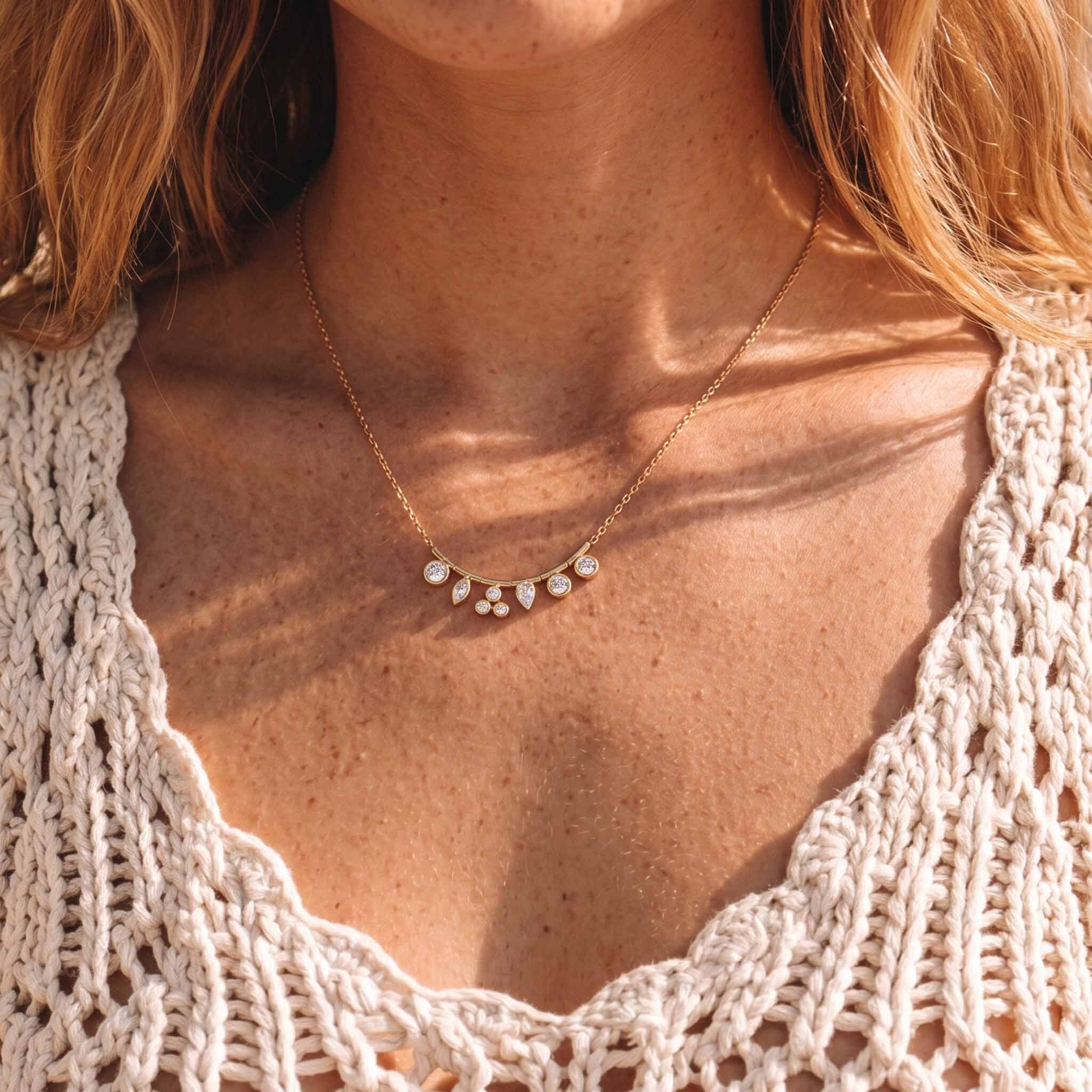 Lunessa Crystal Arc Necklace For Women