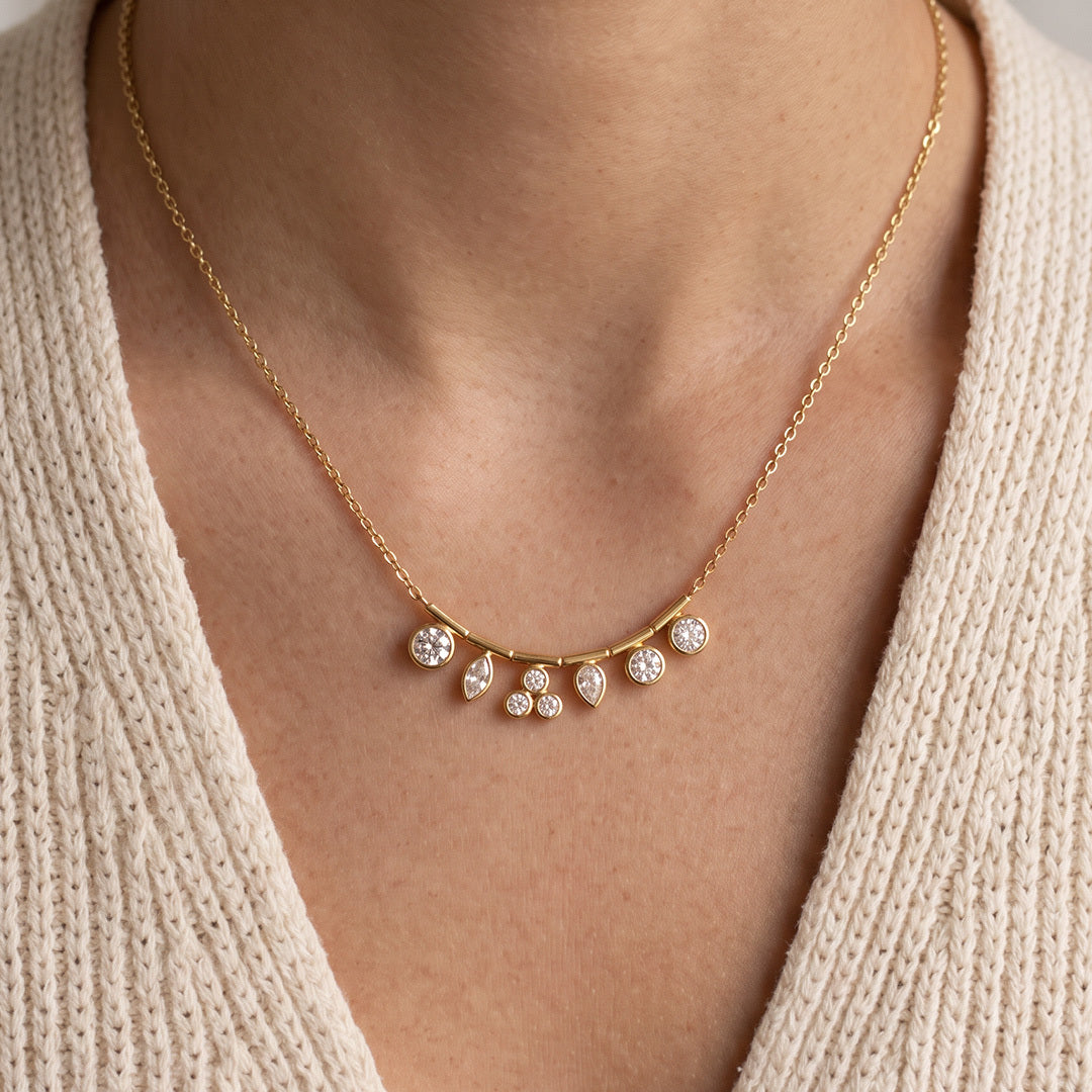 Lunessa Crystal Arc Necklace For Women
