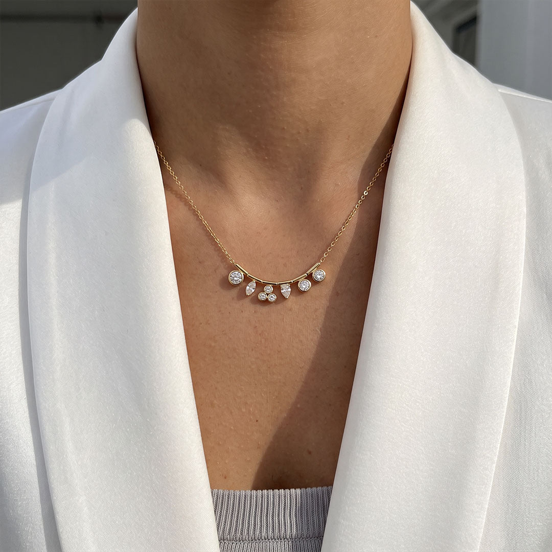Lunessa Crystal Arc Necklace For Women