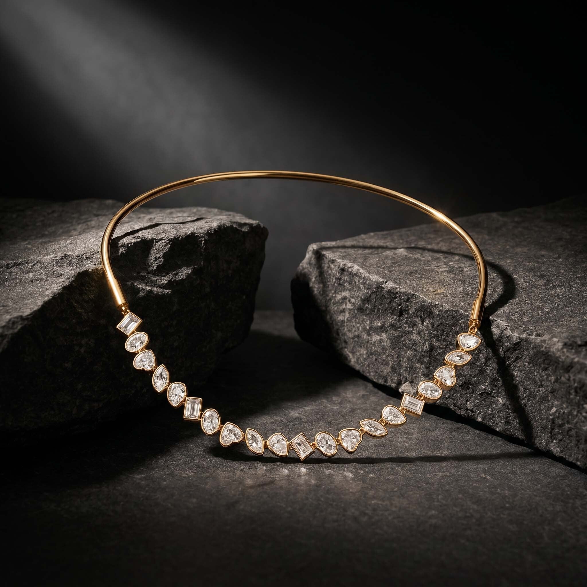 Minimalist Gold Crystal Necklace for women