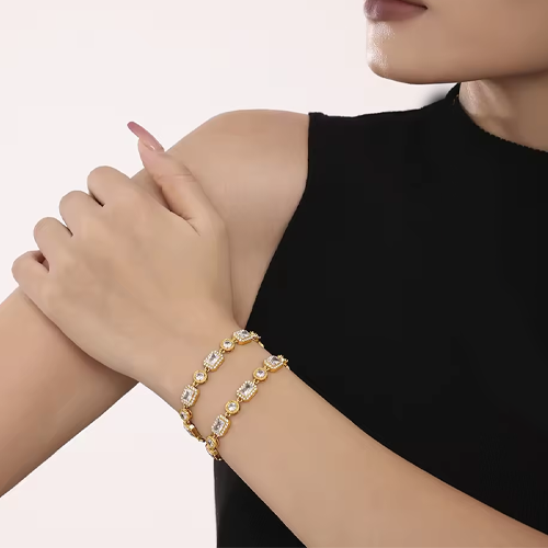 Arden Gold Zircon Chain Bracelet For Women - Amalfa