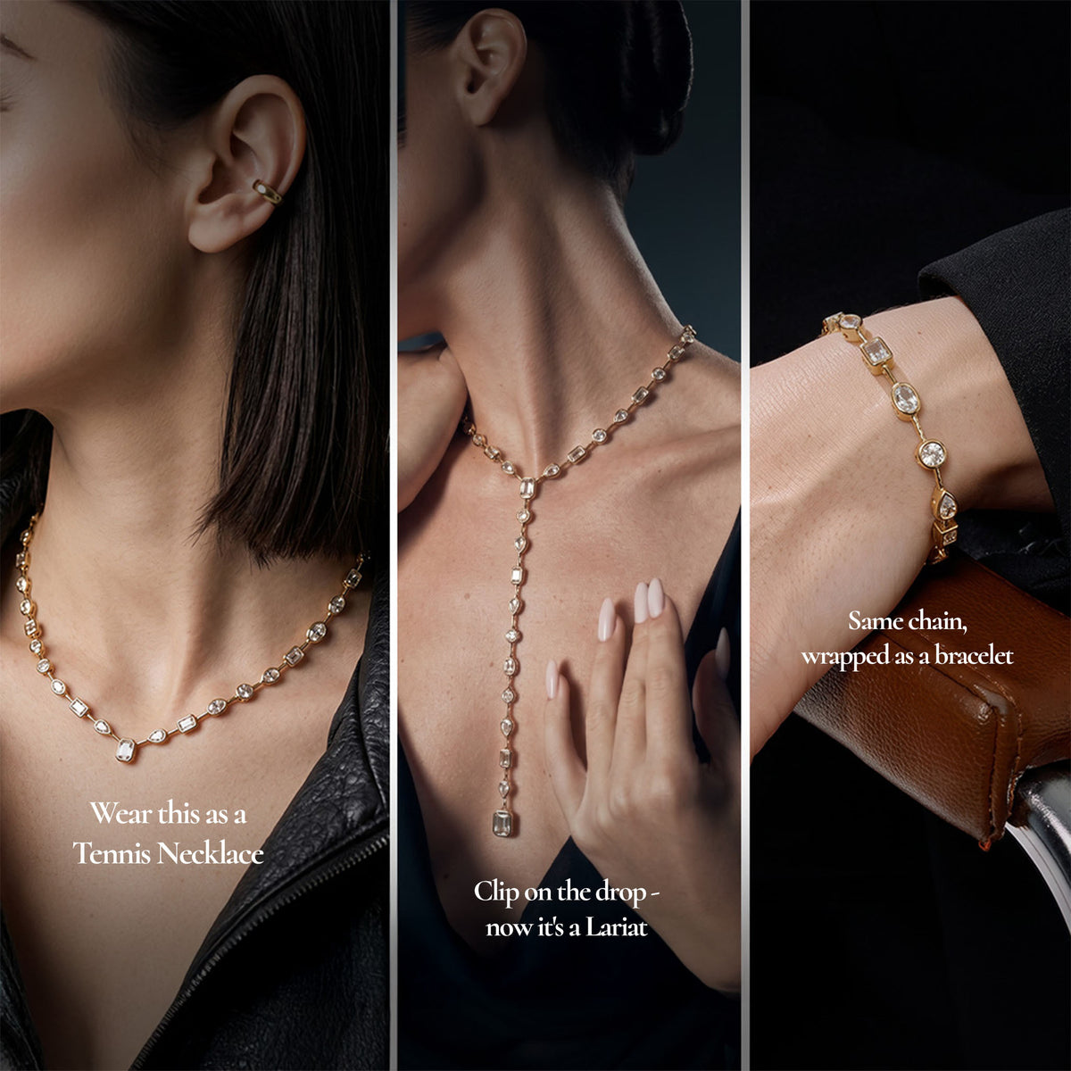 Cascade Lariat Two-in-One Necklace and Bracelet