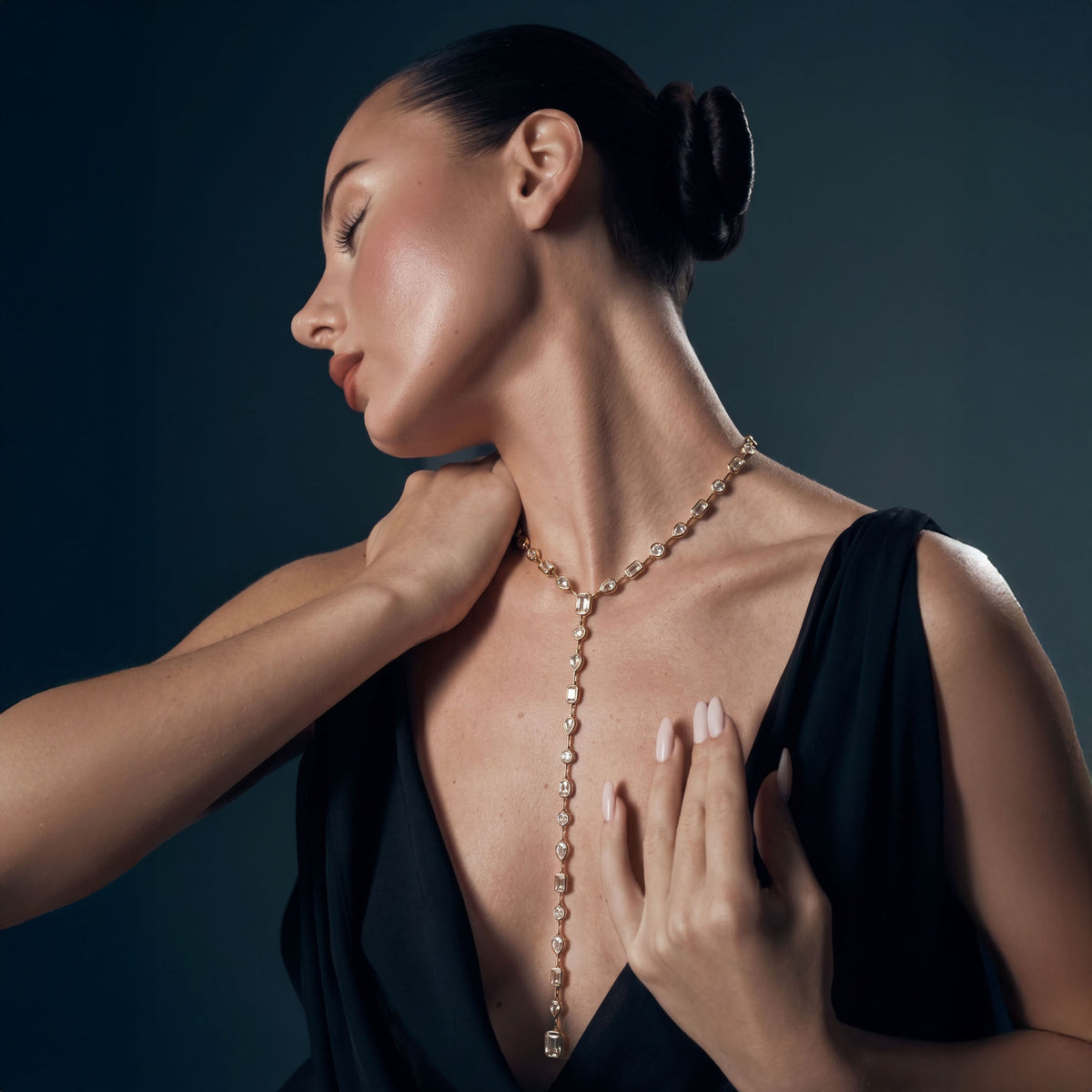 Cascade Lariat Two-in-One Necklace and Bracelet