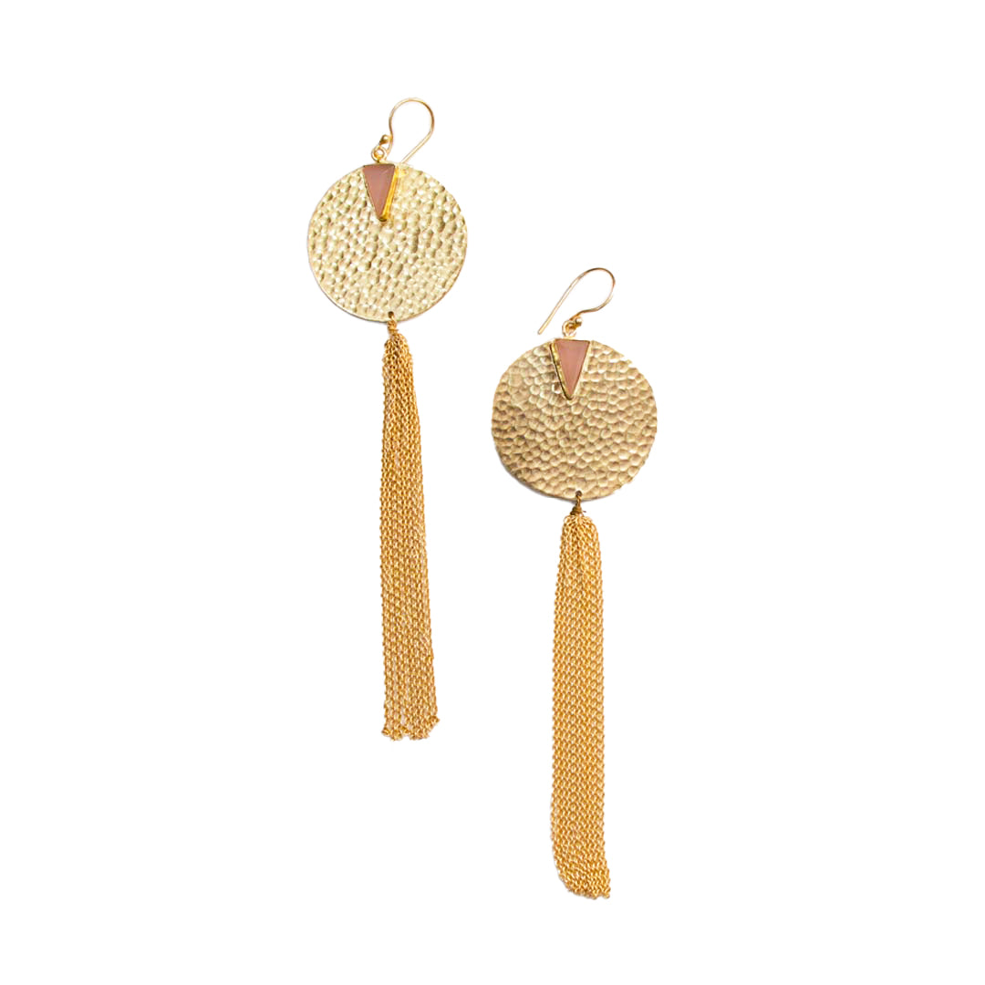 Ness Luxe Gold Tassel Dangle Earrings