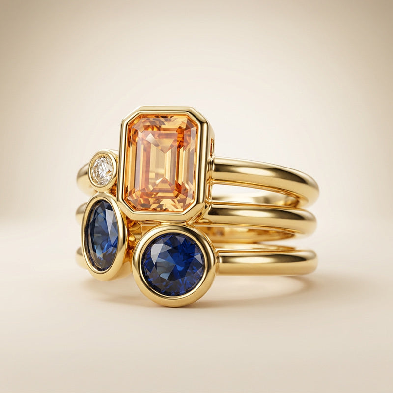 Nova Multi Gemstone Adjustable Ring