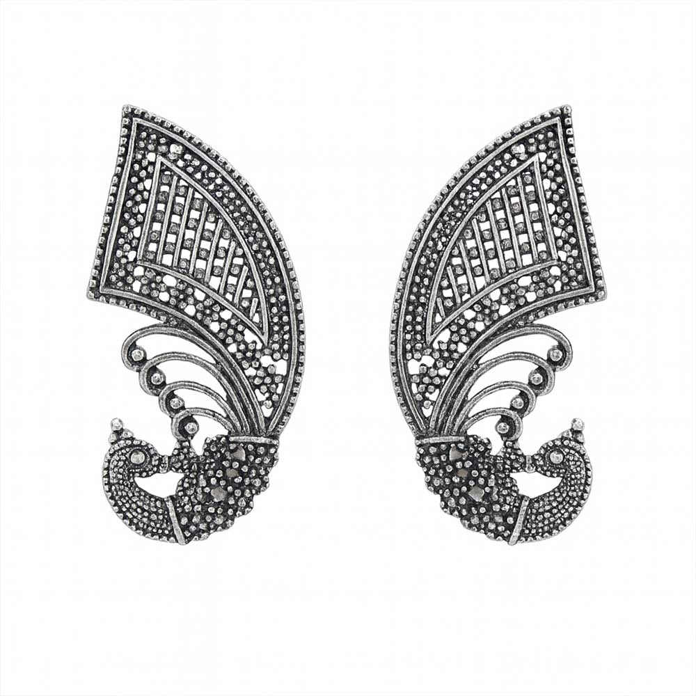 Ishani Oxidised Peacock Earrings for Women