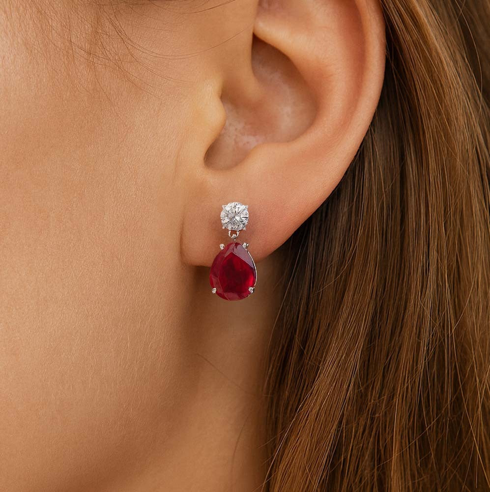 Jane Ruby 925 Silver Pendant Set - Amalfa