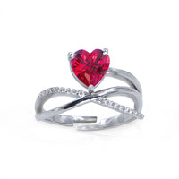 Thumbnail for Stunning heart-shaped red stone ring with diamond accents, a beautiful choice for Valentine Day and demi-fine jewellry lovers.

