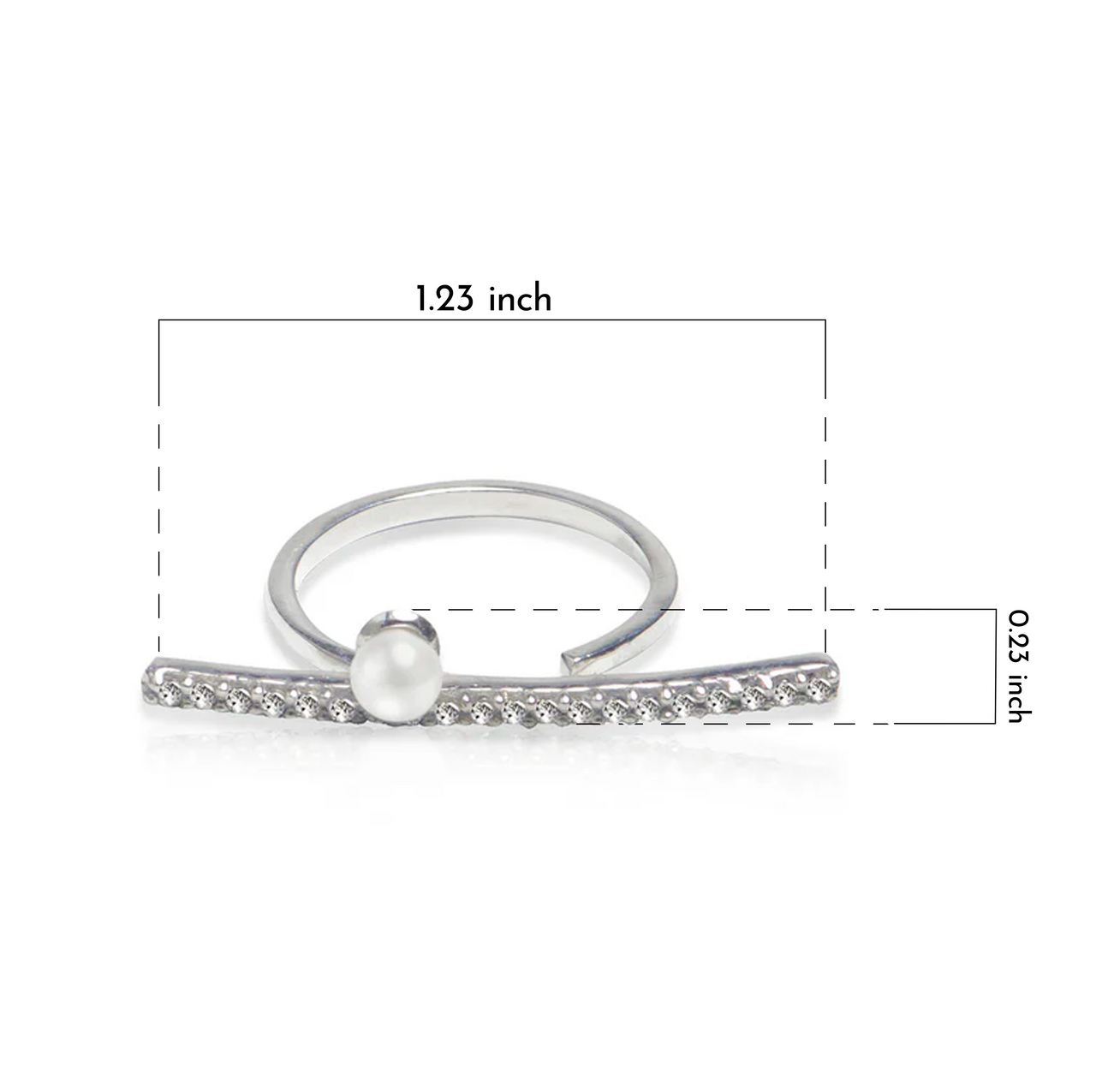 Remi Pearl Bar 925 Sterling Silver Minimalist Ring