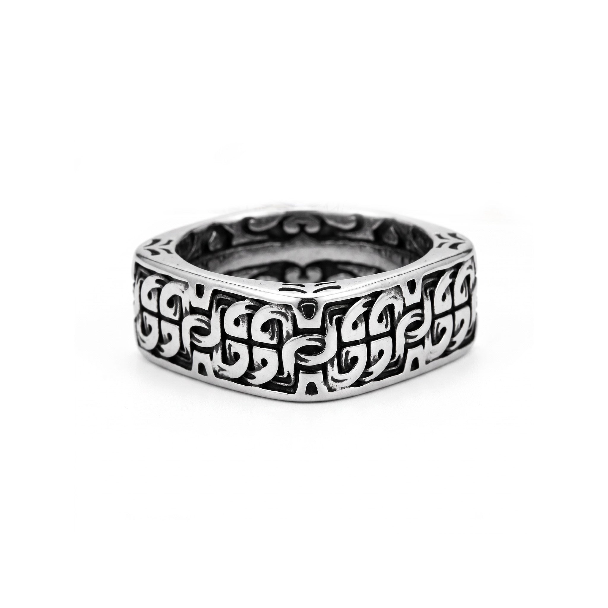 Arvik Engraved Men's Square Ring