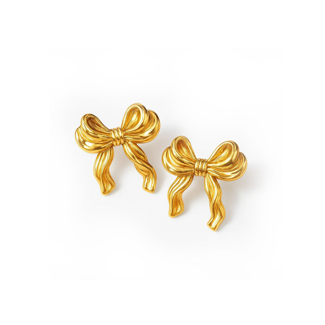 Ribbon Loop Bow Stud Earrings