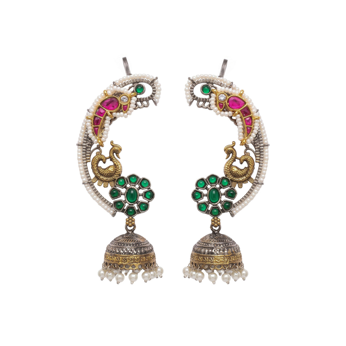 Veyara Peacock Jhumka Earcuff