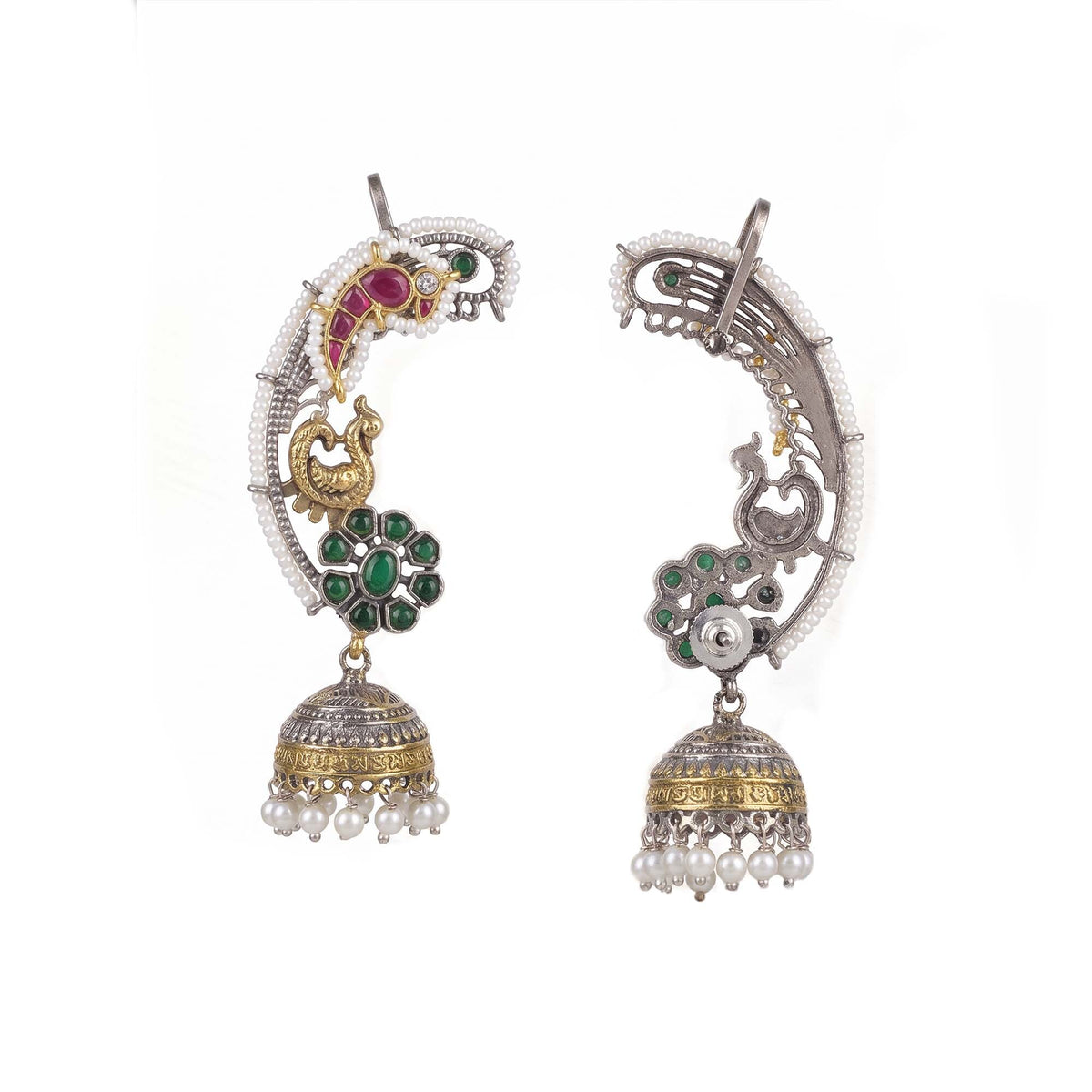 Veyara Peacock Jhumka Earcuff