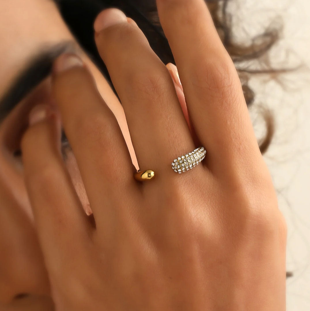 Silver Microbead Curve Ring For Women