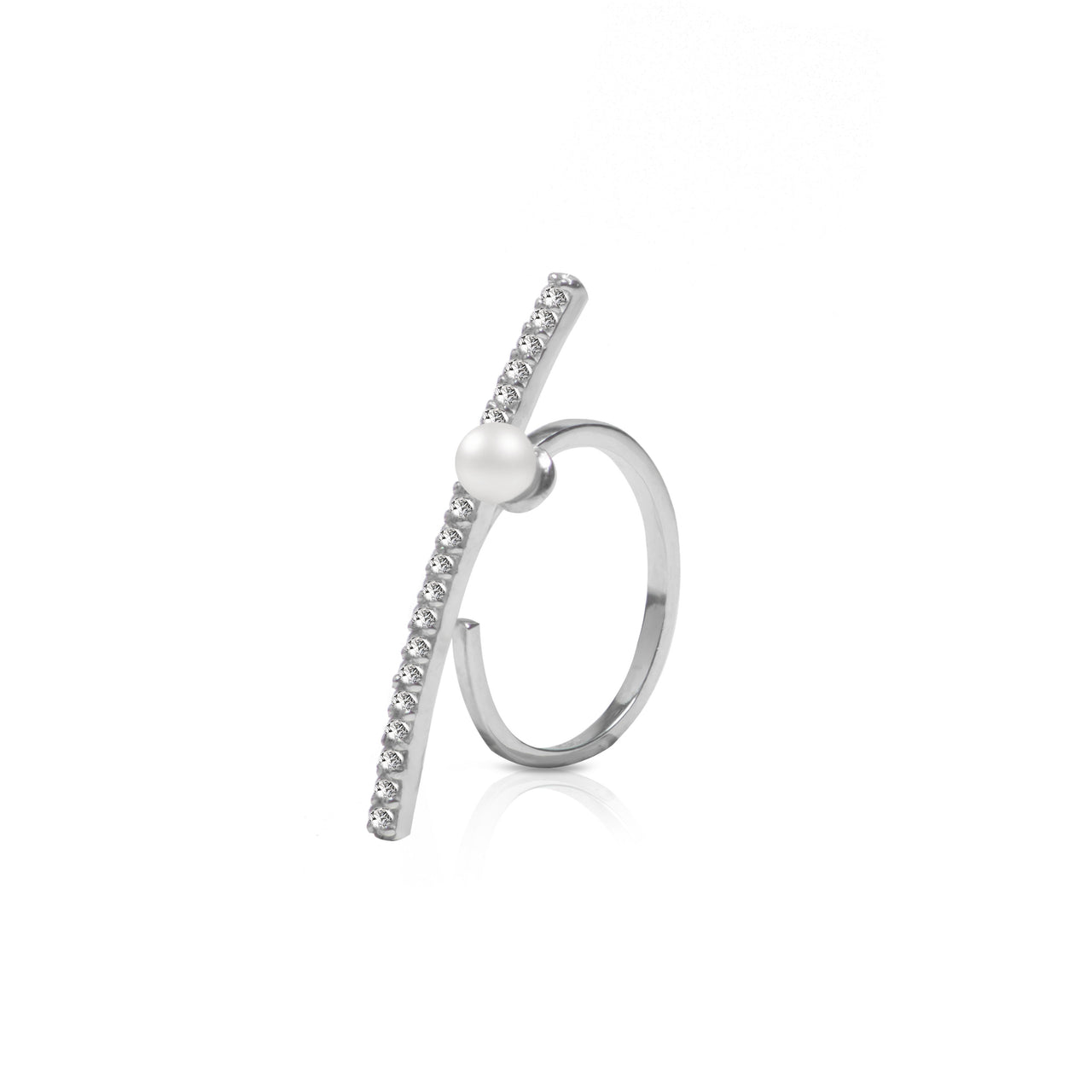 Renee 925 Sterling Silver Pearl Bar Ring | Waterproof | Amalfa \
