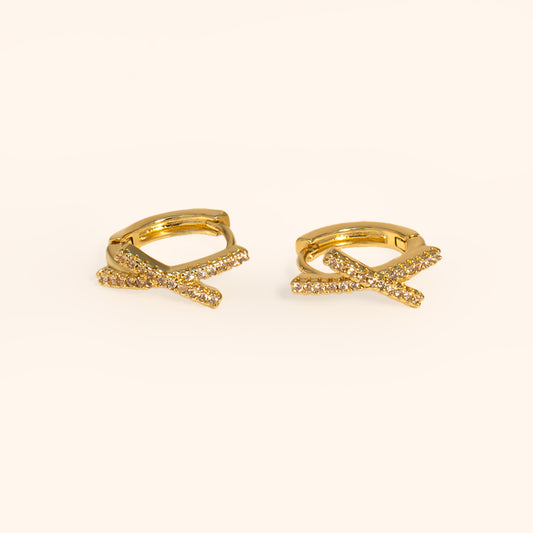 Crossover Elegance Huggie Earrings