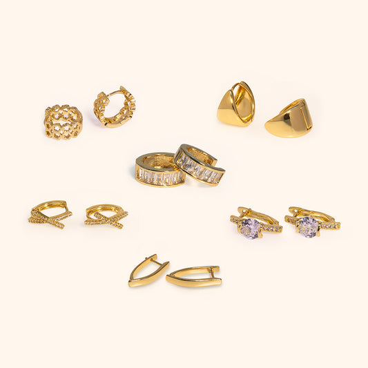 Sophia Everyday Gold Stud Earrings (Set of 6 earrings)