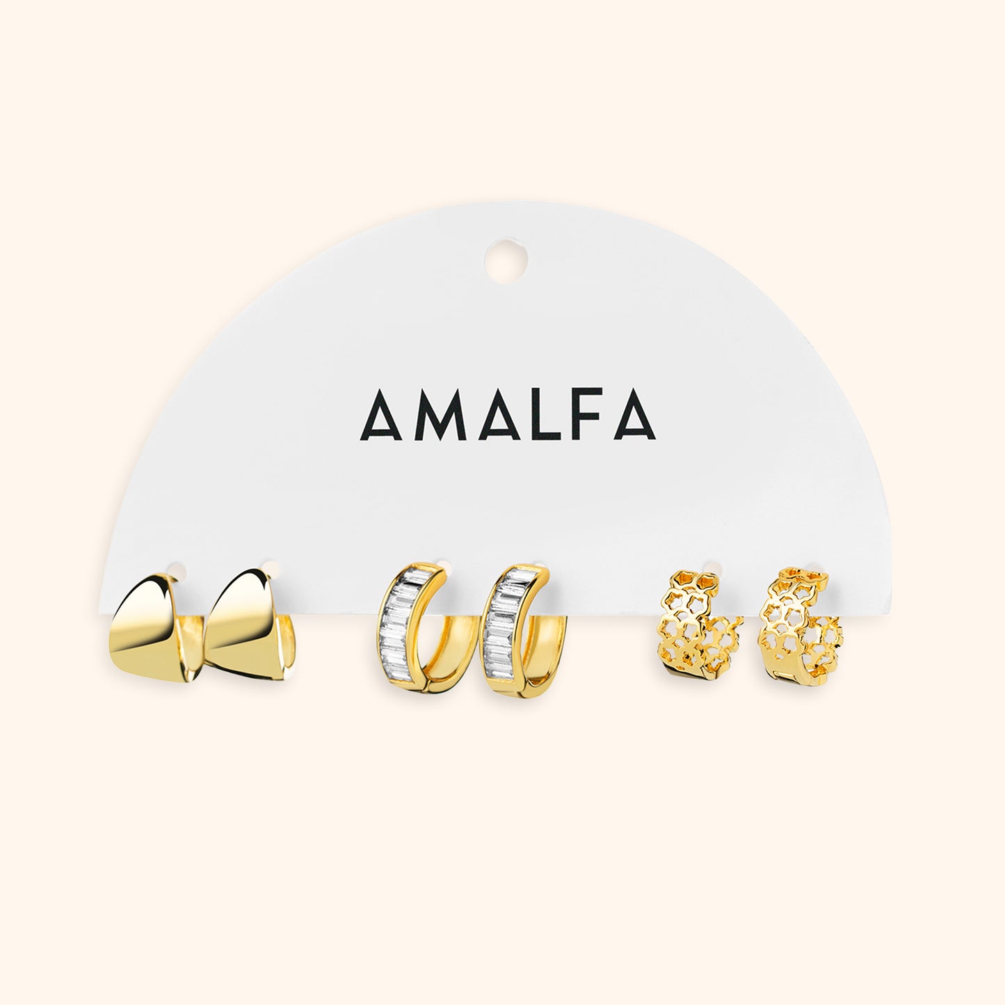 Emily Gold Stud Earrings (Set of 3)