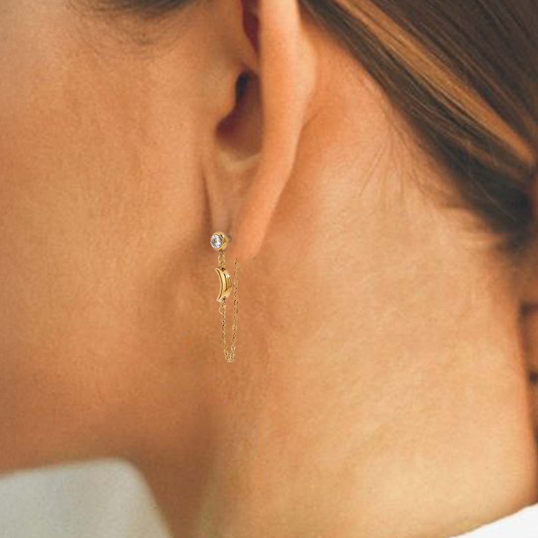 Celestial Chain Sun & Moon Gold Dangler - Amalfa