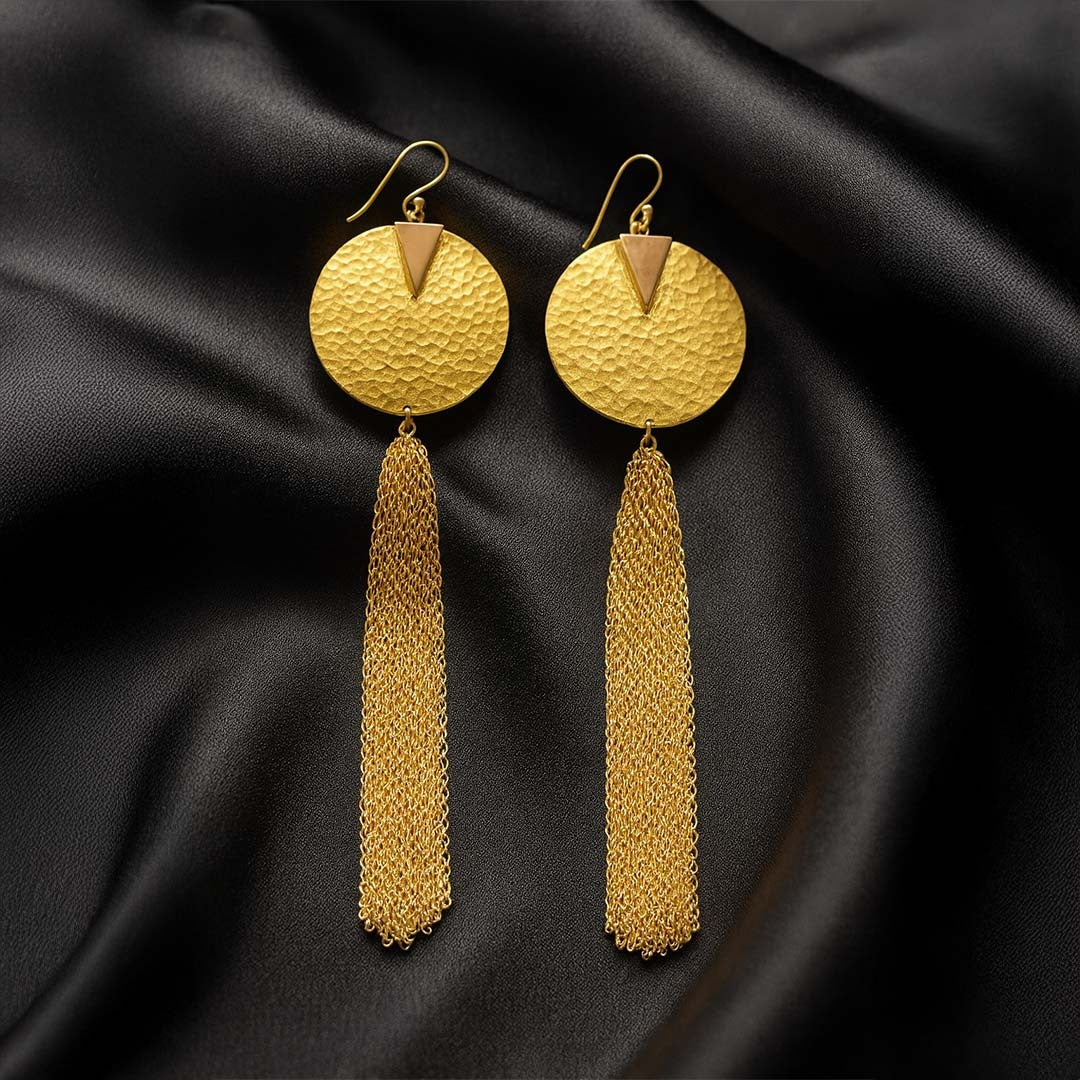 Ness Luxe Gold Tassel Dangle Earrings - Amalfa