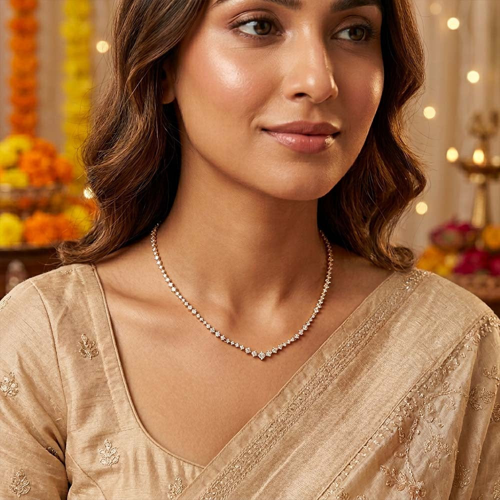 Rhea Classic CZ Choker Necklace for Women | Subtle Sparkle - Amalfa
