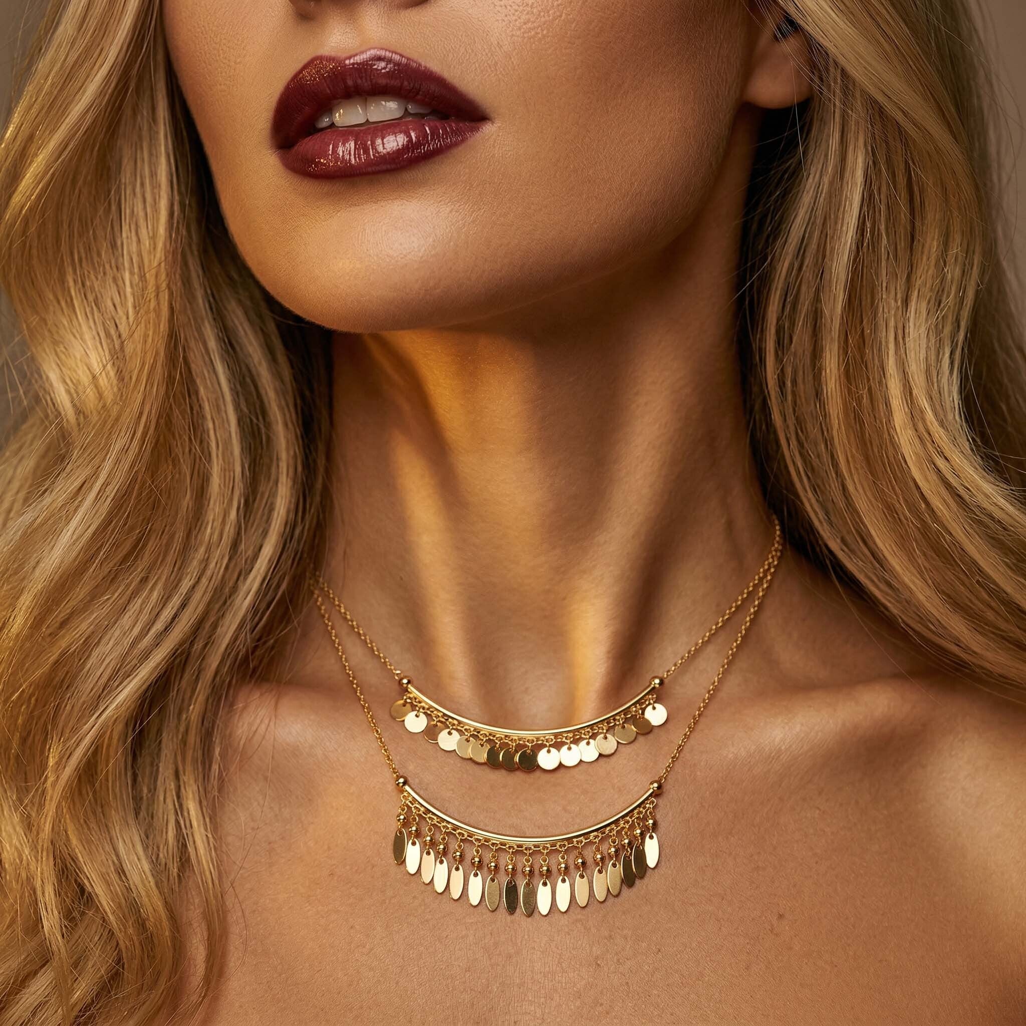 Trendy layered necklace for women stylish gold layered chain jewellery