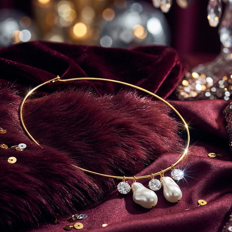 Elara Baroque Crystal Charm Choker