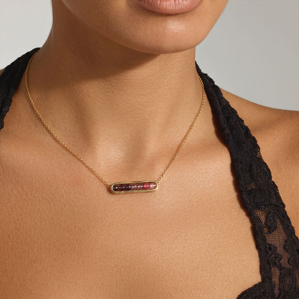Vina Gold Bead Bar Necklace For Women