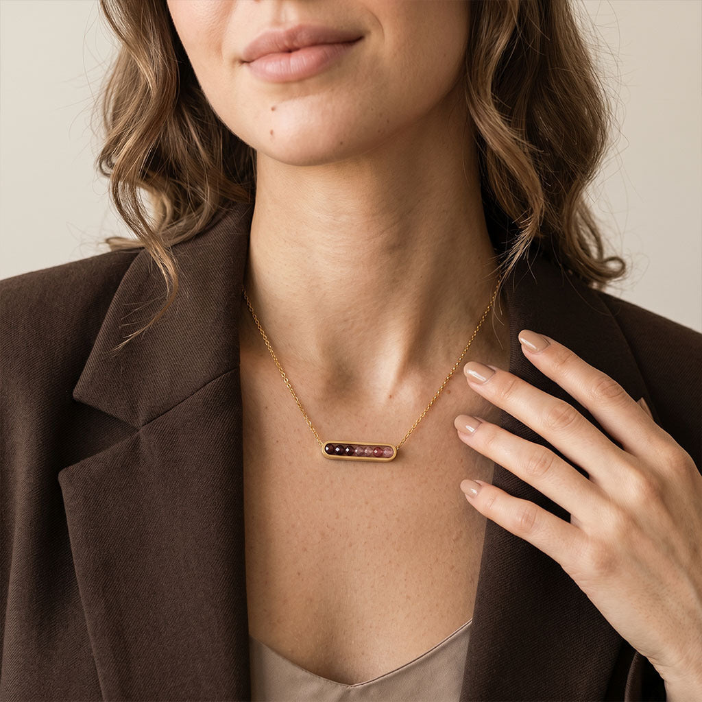 Vina Gold Bead Bar Necklace For Women