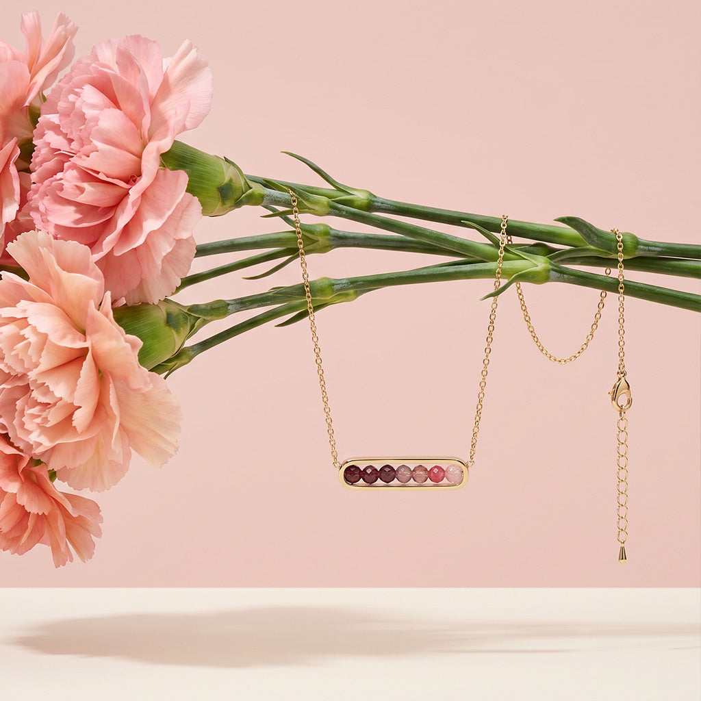 Vina Gold Bead Bar Necklace For Women