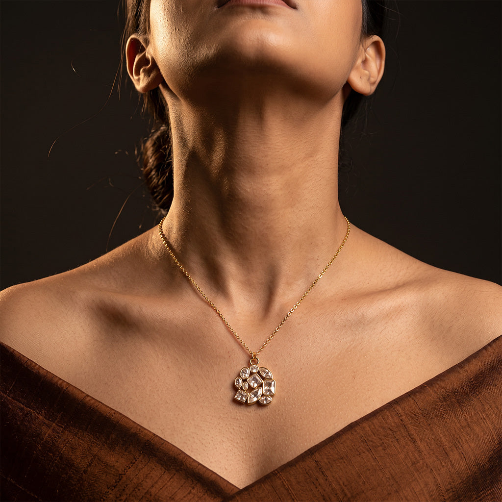 Virelle Bezel Drop Earrings Plus Pendant