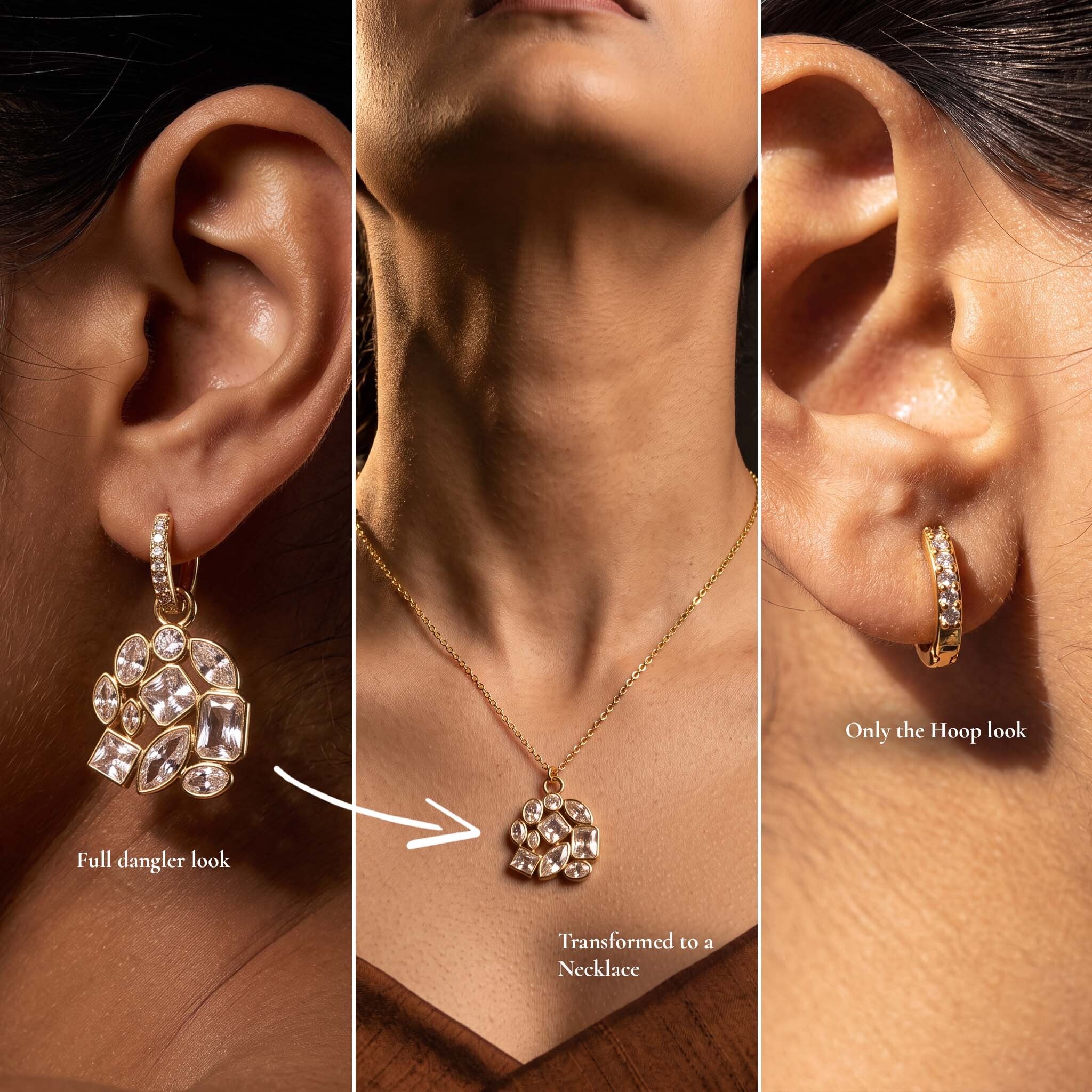 Virelle Bezel Drop Earrings Plus Pendant